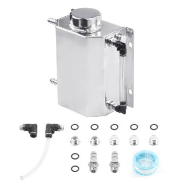 Imagem de Tanque universal de transbordamento de refrigerante de radiador de 1,5L, garrafa de refrigerante de recuperação, alumínio polido (prata)