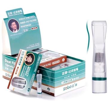 Imagem de ZOBO Filtros de cigarro descartáveis de 3 camadas, multi-filtragem para reduzir manchas de alcatrão e fumaça (96 por pacote) Filtro de suporte de design elegante, adequado para cigarros grossos (7,6