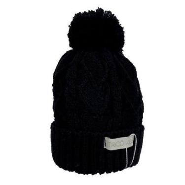 Imagem de Gorro de Tricô Para Meninas Com Pompom Preto-Feminino