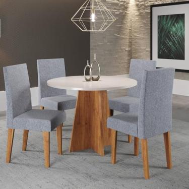 Imagem de Mesa de Jantar Redonda Spirit 90x90cm com 4 Cadeiras Venus Mel/Blonde/Inox