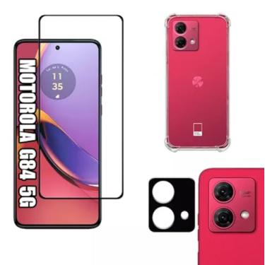 Imagem de Película De Vidro 3D 9D + Capa Antishock Para Motorola Moto G84 + Película Da Lente 3D