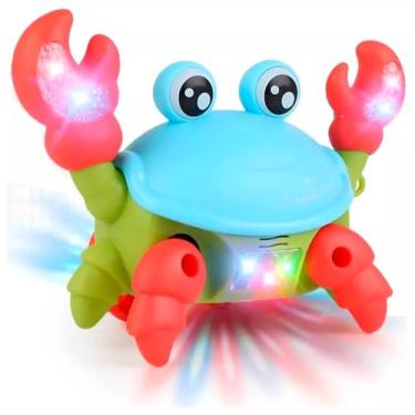 Imagem de Toy King Caranguejo Fujão Interativo com Som Eletrônico e Luzes, Brinquedo Musical de Caranguejo com Cordinha para Puxar, Multicolor