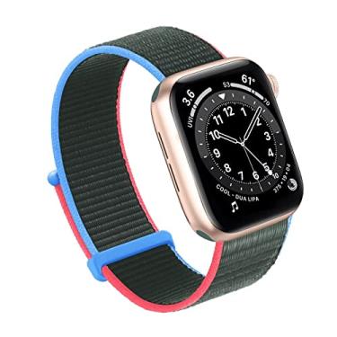 Imagem de Bifeiyo Pulseira esportiva de nylon para Apple Watch séries 10, 9, 8, 7, 6, 5, 4, 3, 2 e 1 e SE Ultra(38/40/41/S10-42 mm, oliva)