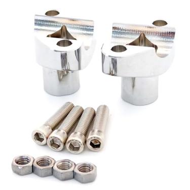 Imagem de Cyreedom Elevadores de guidão de motocicleta CNC pretos para Harley Dyna FXDL FXD Fat Boy Heritage Softail FL Sportster XLH XL 883 1200-1 1/2 de altura, 1 barra, montagem inferior (cromado)