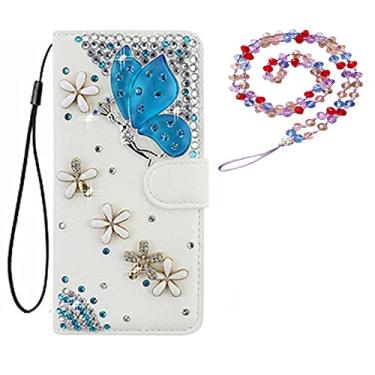 Imagem de Capa para Samsung Galaxy M22, capa protetora de couro brilhante e alça de pescoço [suporte] [compartimentos para cartões] [fecho magnético] para Samsung Galaxy F22 (# 8)