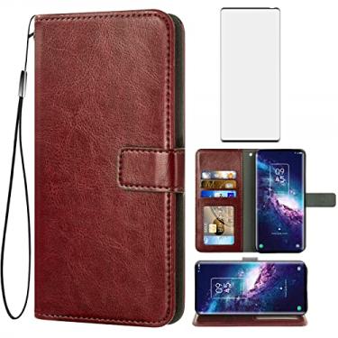 Imagem de Asuwish Compatível com TCL 20 Pro 5G capa carteira protetora de tela de vidro temperado e capa flip de couro suporte suporte acessórios celulares capas de telefone para TCL20Pro G5 TLC 20Pro5G