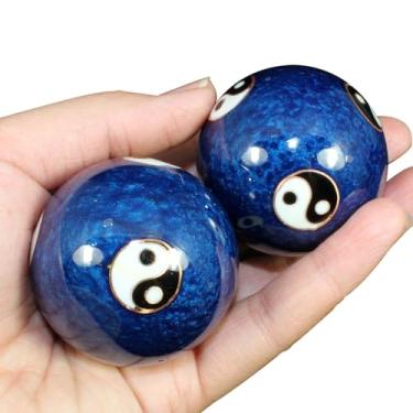 Imagem de Bolas Baoding com Carrilhão,Bolas de Meditação - 2 bolas de Cloisonne de esmalte natural de 1,85 polegadas | Bolas de medicina chinesa, bolas de meditação de metal, bolas de saúde com sinos para alívi