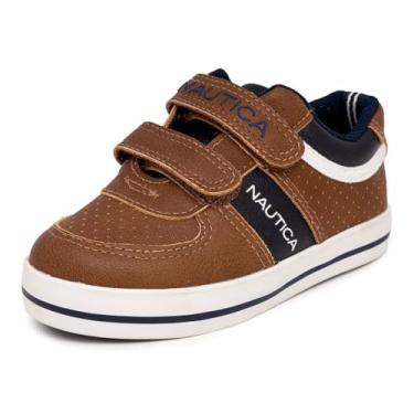 Imagem de Nautica Kids Sneakers Double Strap Casual Athletic Shoes for Toddlers and Little Kids - Boys & Girls-Limpopo-Tan Navy White Size-12