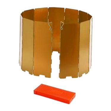 Imagem de Kokiya Protetor de vento para fogão de acampamento, pára- dobrável, proteção contra vento para mochila, churrasco, Ouro