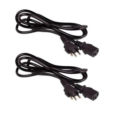 Imagem de Kit c/ 2 cabos de força energia tripolar tv/monitor/atx 1,5m - OEM
