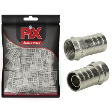 Imagem de Conector F Tipo Barril  Rg-6 - Pacote Com 50 Pçs - PIX