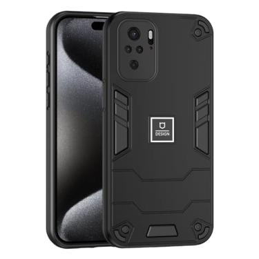 Imagem de Kukoufey Capa de telefone compatível com Xiaomi Poco M5s 4G, compatível com Xiaomi Redmi Note 10 4G / Note 10S 4G M2101K7BG/BI Capa protetora de camada dupla TPU à prova de queda TPU + PC 2 em 1 preta