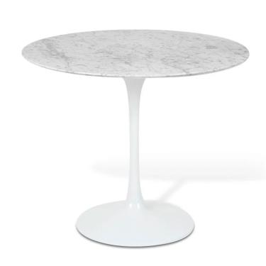 Imagem de Mesa Saarinen Redonda Carrara 90cm - Base Branca