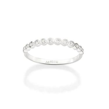 Imagem de Anel aparador rommanel prata 925 meia aliança cravejada pedra zircônia