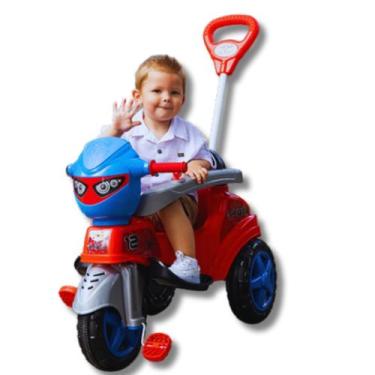 Imagem de Triciclo Motoca Homem Aranha Menino Bebê Empurrador e Pedal - Maral