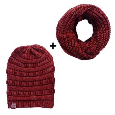 Imagem de Conjunto Touca Caída Gorro Beanie Masculino E Feminino Com Cachecol Go
