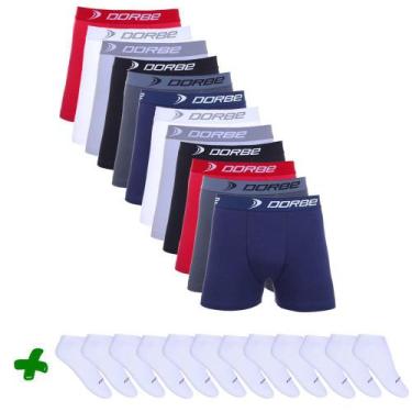 Imagem de Kit 12 Boxer Algodão + 12 Pares Meia Soquete Dorbe, M