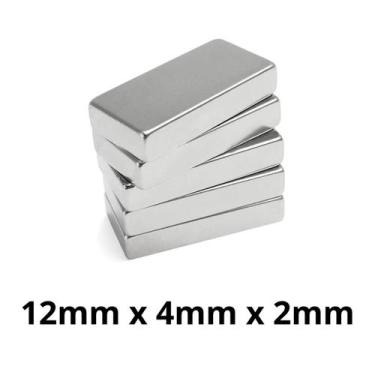 Imagem de Kit 20 Imã Neodímio Bloco Magnético N35 12x4x2 mm Super Forte Potente 