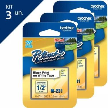 Imagem de Kit 3 Fitas Rotulador Brother Pt-80 Pt-70 M231 M-231
