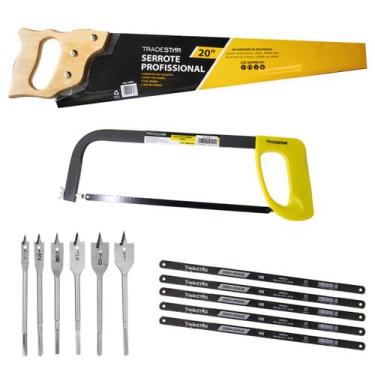 Imagem de Kit Serrote Madeira Serrinha + Kit Brocas Chatas p/ Madeira - Tradesta