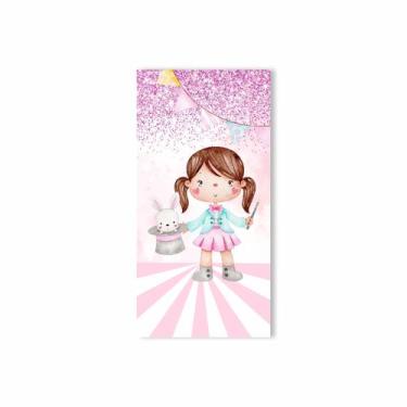 Imagem de Painel Vertical de Tecido Sublimado Circo Aquarela Rosa Palhacinha Mág