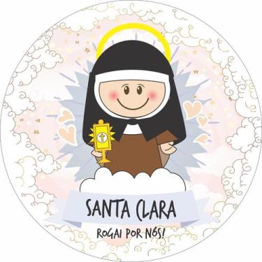 Imagem de Painel de Lona Redondo Santinhos Católicos Santa Clara - Fabrika de Fe
