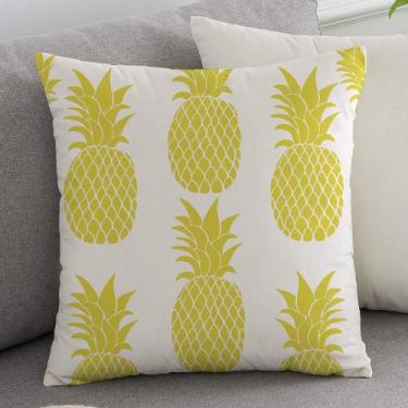 Imagem de Almofada Algodão Estampada Abacaxi 40x40cm Amarela - FASTLAR