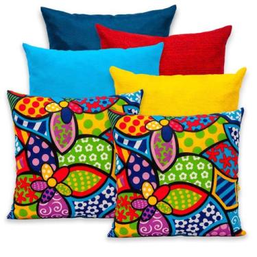 Imagem de Kit 6 Capas de Almofada Gorgurinho 40x40cm Lisas e Estampadas - Bem Me