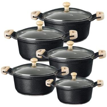 Imagem de Jogo Panela Preto Craq Antiaderente Cerâmica Javali AM 16a24