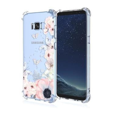 Imagem de RRXSYXL Capa para celular Samsung Galaxy S8 Plus para S8 Plus linda estampa floral rosa transparente design de impressão estética macia TPU protetora feminina feminina capa de telefone para Samsung S8