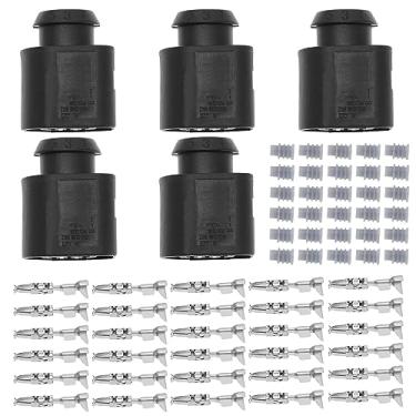 Imagem de ECSiNG Kit de reparo de soquete de conector fêmea de sensor de carro de 6 pinos 1J0973713 com terminais e plugues de vedação para aplicações de sensores automotivos