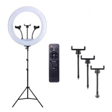 Imagem de Ring Light 48cm 18 polegadas LED 65W 3x Suporte Celular Iluminador Pro