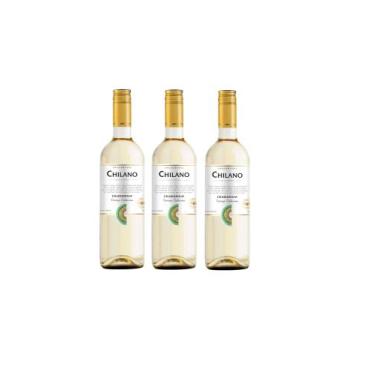 Imagem de Kit Vinho Chilano Chardonnay Branco Seco Chileno 750ml 3uni