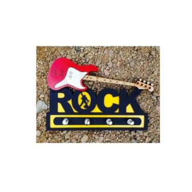 Imagem de Porta Chaves Madeira Mdf Não Esqueça As Chaves Guitarra - Casa Nobre