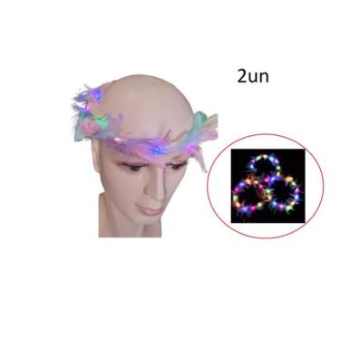 Imagem de Kit 2un Tiara Guirlanda Anjo Branco Com Penas Led Fantasia - Lynx prod