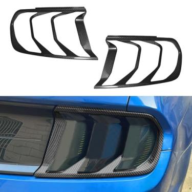 Imagem de LitMiRaCle Moldura de lanterna traseira para Mustang 2018-2023, capa de acabamento de moldura de luz traseira para acessórios externos Mustang 2018-2023, fibra de carbono, 2 peças