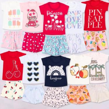 Imagem de Kit 8 Peças Roupa Infantil Verão Menina - 4 Conjunto Calor Moletinho C