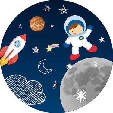 Imagem de Painel De Festa Redondo 1,50x1,50 - Astronauta Foguete Na Lua 003 - Vi