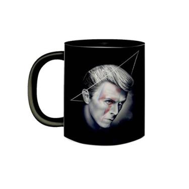 Imagem de Caneca de Porcelana Preta Banda David Bowie Anos 70 Camaleão - VilelaG