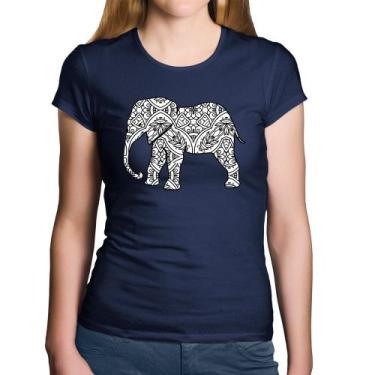Imagem de Baby Look Algodão Elefante Mandala - Foca na Moda, Marinho, G