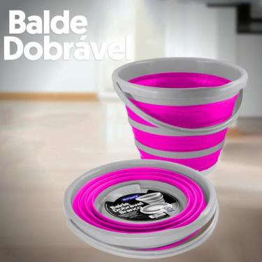 Imagem de Balde Dobrável 10L Fácil Guardar Retrátil Silicone Flexível - Bompack