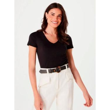 Imagem de Camiseta Manga Curta Hering 02TQ Feminina Decote V Algodão T. P/XXG, M