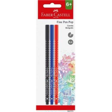 Imagem de Caneta Fine Pen Pop FABER CASTELL Ponta Fina 0.4mm 3 Cores - Faber-Cas