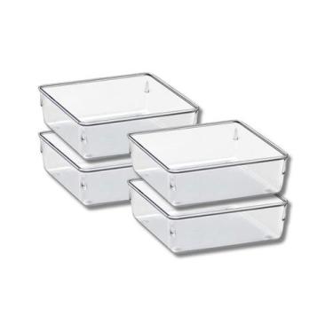 Imagem de Jogo 4 Organizador de Gaveta Modular 1 Porta Maquiagem Joias - PLASTUT