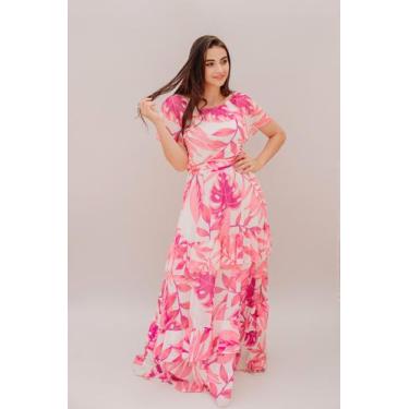 Imagem de Vestido longo tule floral rosa - Nysyane, P