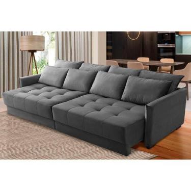 Imagem de Sofá Sem Caixa Retrátil Reclinável 2,30m Clara Veludo Cinza Kaleo Deco