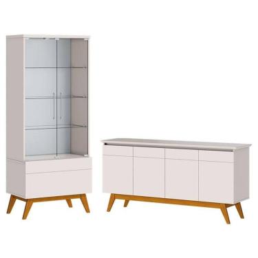 Imagem de Aparador para Sala Buffet 1.6 e Cristaleira Classic Off White - Imcal