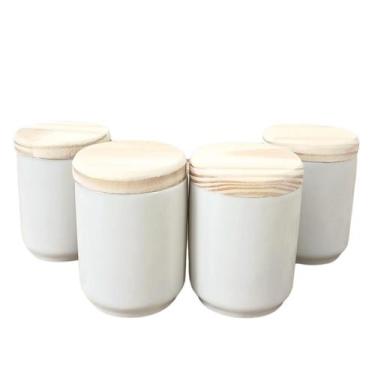 Imagem de kit 4 Porta Treco / Condimentos / Mantimentos 150ml - Potes Porcelana 