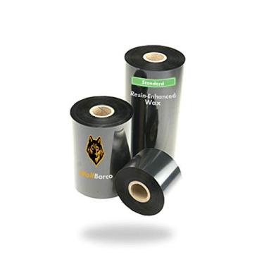 Imagem de 6 rolos Wolfbarco 110 mm x 450 m fita de transferência térmica de cera padrão preta compatível com impressoras Zebra ZT200, ZT220, ZT230, ZT410, ZT420, TEC, INTERMEC, Citizen, TSC, GODEX, ARGOX