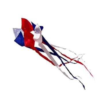 Imagem de UGPLM Cauda longa pipa rotativa cauda pipa decoração dobrável prático macio kite spinner kite para parque esportes ao ar livre atividades de praia, Vermelho Branco Azul